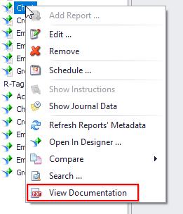 You can also open documentation using right mouse click, menu View documentation. Documentation will be shown just as a PDF file.