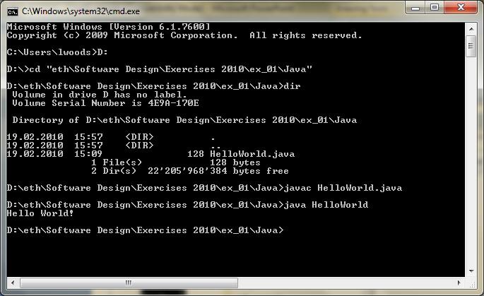 Start java from the command line The Java VM (java.