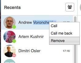 Enter the colleague name / extension and select Chat from the drop-down menu From Colleagues / Feature keys / History: Right-click on a colleague and select Chat From call dialog during a call: