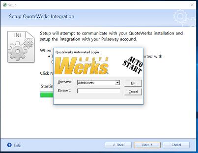 Setup Wizard Configuration The setup wizard attempts to start QuoteWerks if it is not found running.