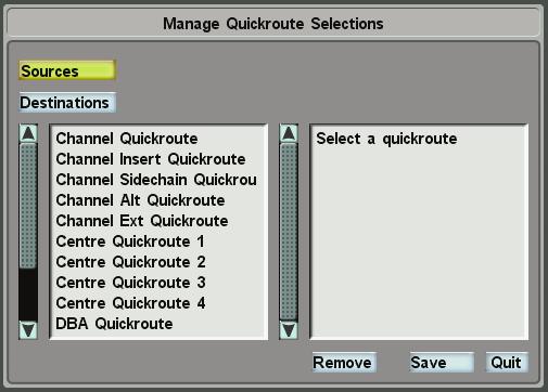 Route Menu Quickroute While the Quickroute lists are created in the IO Groups display, the Quickroute button in the Route menu opens a display providing a useful overview of the Quickroute lists and