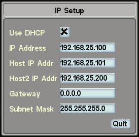 Network Menu IP The IP Setup display shows the addresses of the console s internal network, and should not be altered unless instructed to do so by an SSL service engineer.