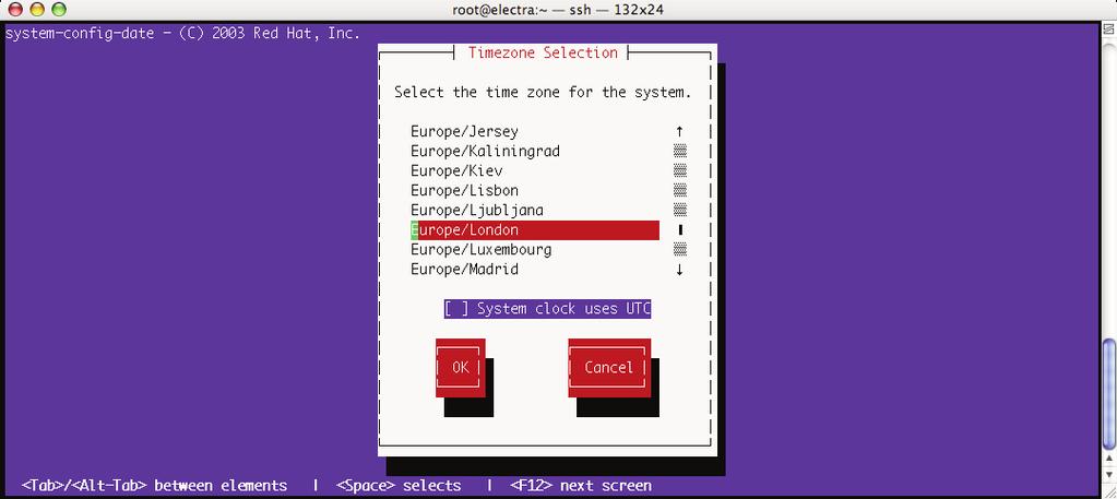 Network Configuration Time Zone Selection The console s real time clock is set to observe GMT at the factory and should not be adjusted.