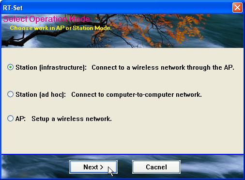 Appendix RT-Set Setup Wizard For Windows 2000 and XP users to connect to a wireless network easily, we also provide the RT-Set setup wizard to help users set their preferred wireless network step by