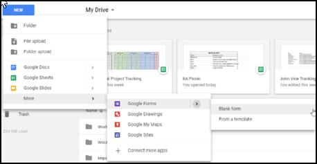 Tips and Tricks Use Forms in Google Drive You can create forms to help you collect data; whatever information inputted into the form will automatically compile into a Spreadsheet