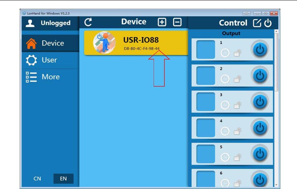1. You can click the switch button to control the USR-IO88 now. 1.3.2 Direct Connect Control Confirm whether equipment IP (10.10.100.254) and the are within the same network segment.