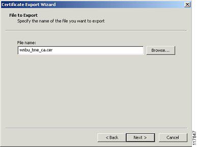 Appendix A: Configuration of the Digital Certificate on the ACS Step 5 Click the desired Export File Format, such as Base-64