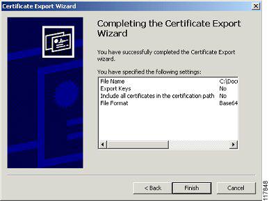 Figure 62 Certificate Export Wizard File Export Step 6 Enter the path and filename for the CA certificate file in the File
