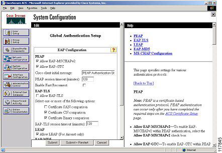 Installation and Configuration of the Cisco Secure Access Control Server Figure 6 ACS Global Authentication c.