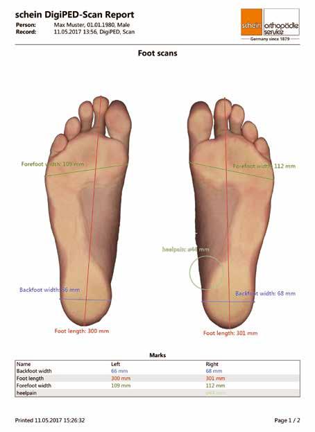 Foot scanner Use the SCHEINWORKS DigiPED to scan your customer s foot sole as a digital scan within a few seconds.
