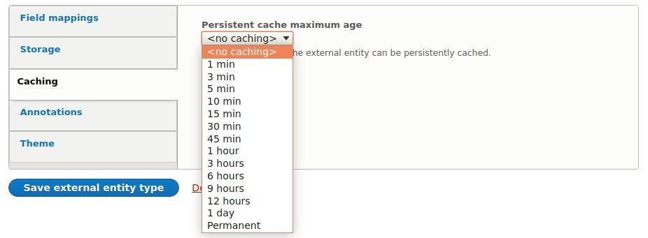 External entity type Caching