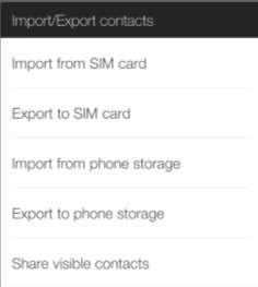 Select Import from SIM card and then select Phone. 5.