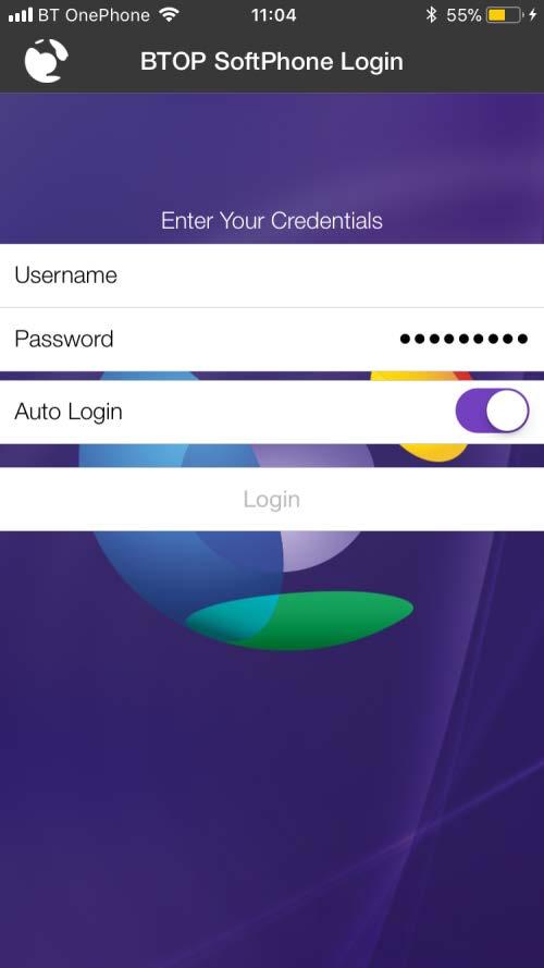 After you first open the application you will see the Account Login screen.