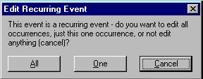 30 Creating and Editing Events Editing recurring events: 1. To edit a recurring event, double-click the event to open the Edit Event window.