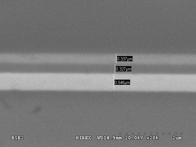 SEM view : end of the silver layer under the cathod GaN 2µm GaN