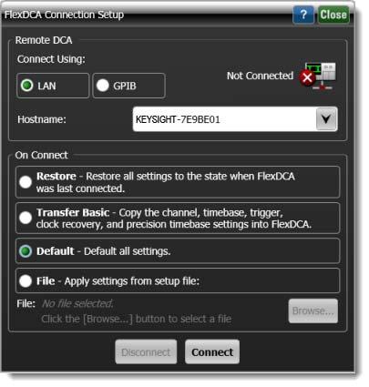 2 Installing Both N108xA and N1010A FlexDCA on a PC Figure 8 Example of N1010A FlexDCA Connection Setup 8 Enter the 86100D s Hostname