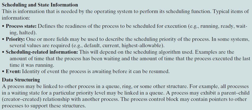 9 Process Control Block Process Control