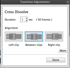 13. If you want one image to fade into the next, that s called a TRANSITION. a. To add TRANSITIONS to your edits, select the [ ] icon from the right column.
