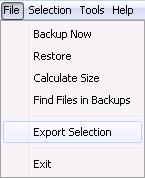 Option Click the option to... Button Calculate Size Find Files in Backups Determine the total size of the data included in the backup selection.
