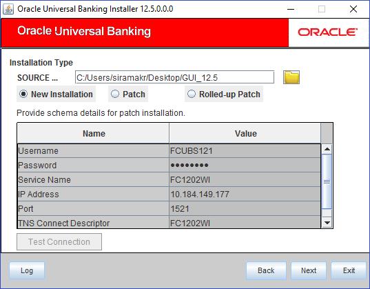 Select the appropriate installation option. Provide schema details for validation in case of patch and rolled up patch installation. For New Schema details are not enabled. Click Next. 6.