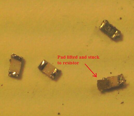 Notice there is one resistor, RH17, that remains between the resistors we will replace! *note: I have labeled the picture below for ease of identification the USB labels are not on the board!
