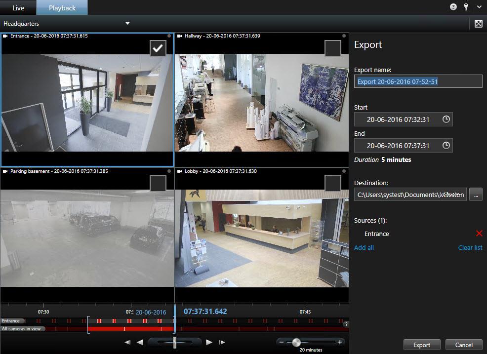 Exporting evidence Export video in simplified mode In the simplified mode, you can export video to document an incident.