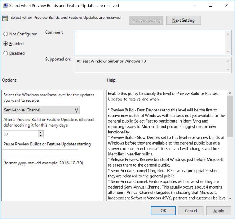 Servicing from the cloud Built on top of Windows Update for global scale Implemented through additional policies configurable via Group Policy, Intune (or other MDM