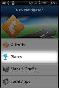 8. Places Menu The Places menu provides you with a few different ways to find the addresses and phone numbers of businesses such as restaurants, hotels, and gas stations.