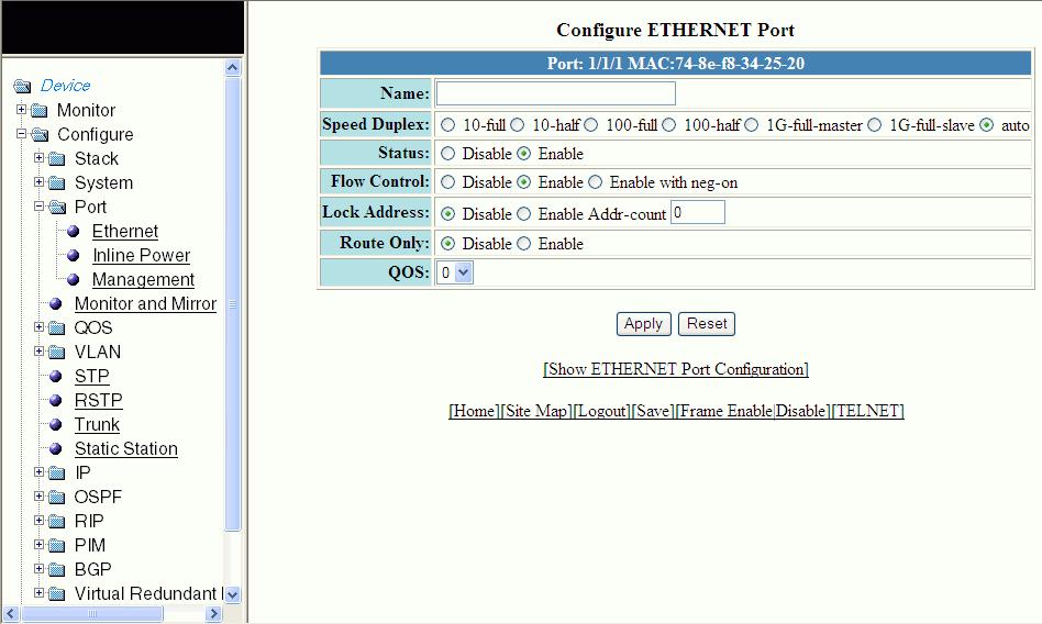 Configuring Port Parameters FIGURE 92 Modifying the port settings 5. Type the name of the Ethernet port in the Name field. 6.