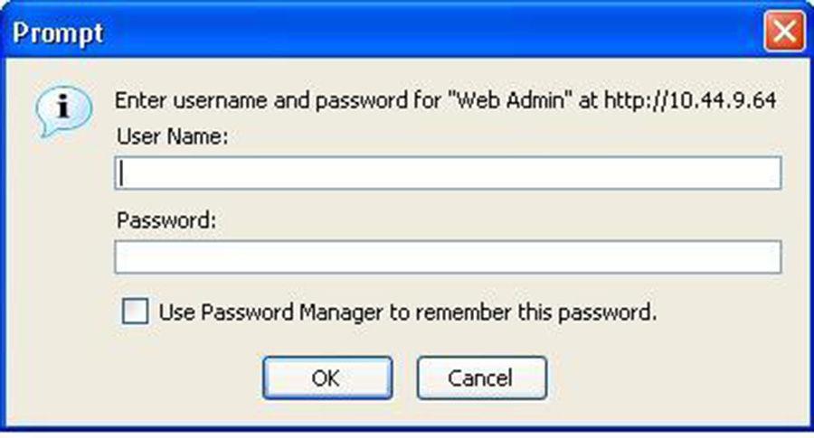 The dialog box as shown in the figure below is displayed. FIGURE 2 User name and password dialog box 3.