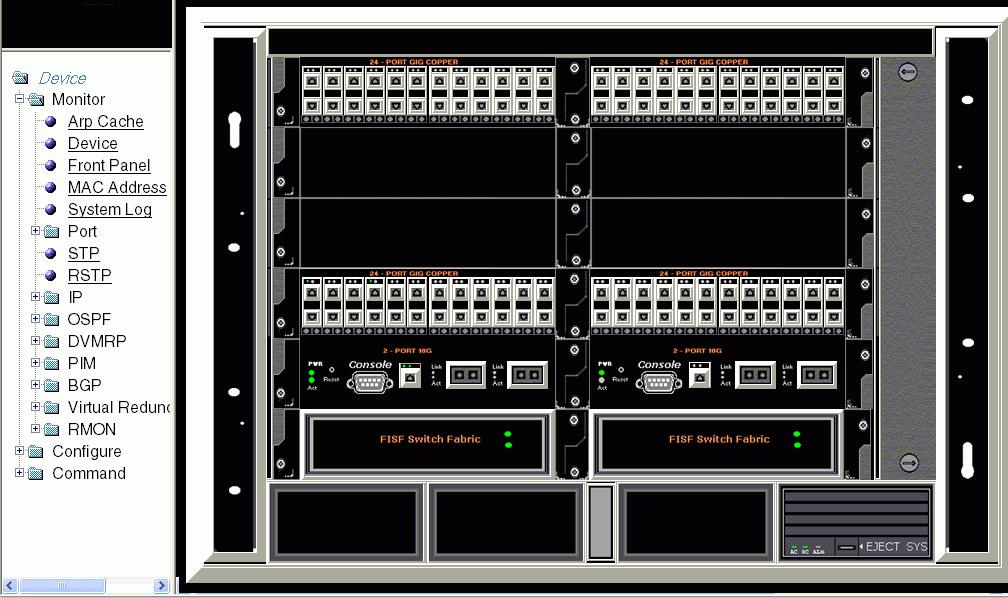 Panel. The figure below shows the front panel for the Brocade FastIron SX device.