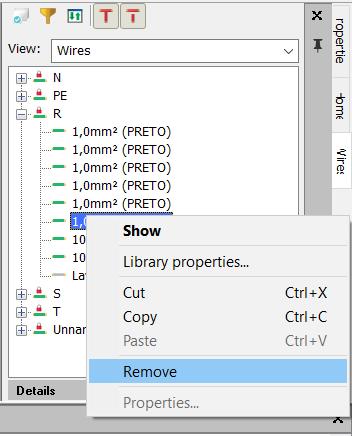 REMOVE WIRES To remove a wire, there are three ways: First way: 1) Click on an item and press the Delete key from