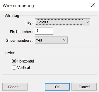 Tip: On the field Show numbers select Yes to display wire