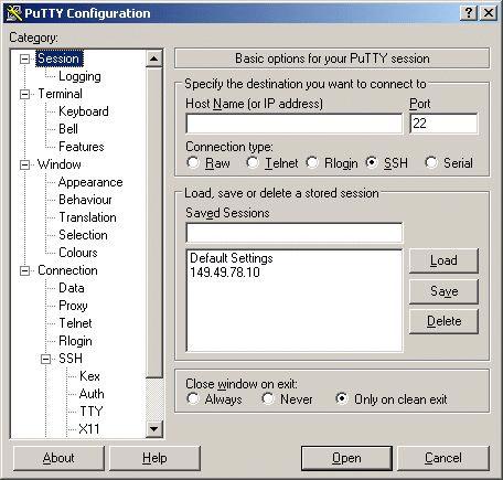 The ASCA Reporting Tool Figure 13: PuTTY Configuration - Basic Options For Your PuTTY Session Dialog Box 2.