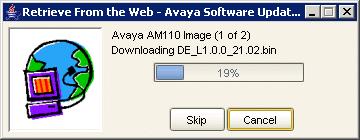 Retrieving New Versions from the Web Figure 34: Retrieve from the Web - Status Window In the event of a download failure, Avaya Software Update Manager will generate an error message to inform you