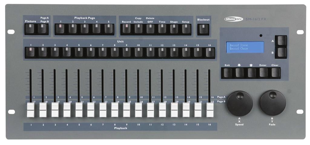 SM-16/2 FX Code CT-SH50702 Intelligent light DMX controller Control 16 fixtures up to 32 channels each Patchable channels for each fixture ready-to-use Shape Engine show