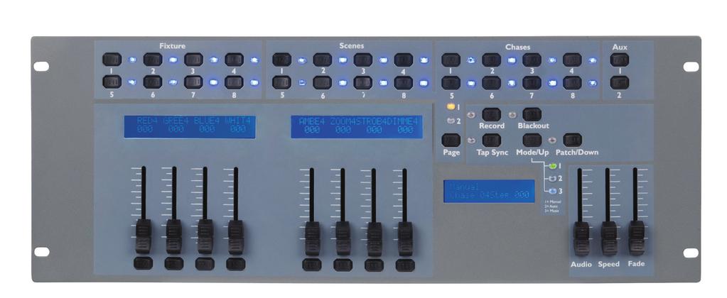 LED Commander PRO Controller Code CT-SH50725 8 Individual programmable channel displays Control 8 LED fixtures up to 8 channels each Free patchable channels Memory for 16 scenes and 16 chases 2 Aux