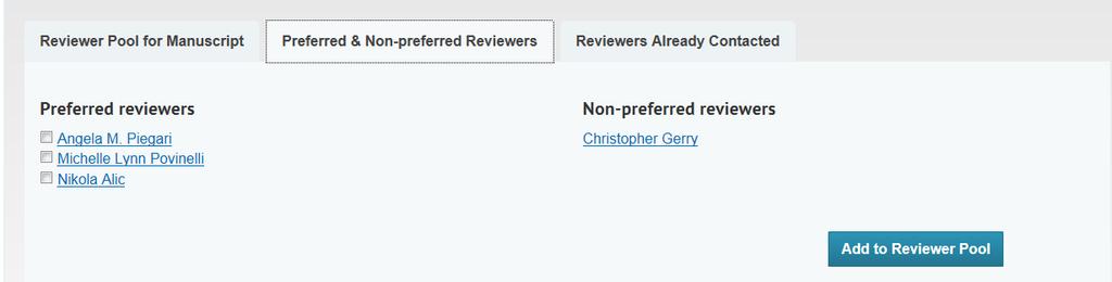 Preferred & Non-preferred reviewers. An author is required to select three preferred reviewers as part of their submission. They also have the option to identify non-preferred reviewers.