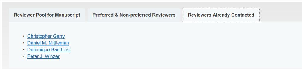 Once a preferred reviewer is added to the pool, the checkbox will be removed from that reviewer so you can no longer assign them. Reviewers already contacted.