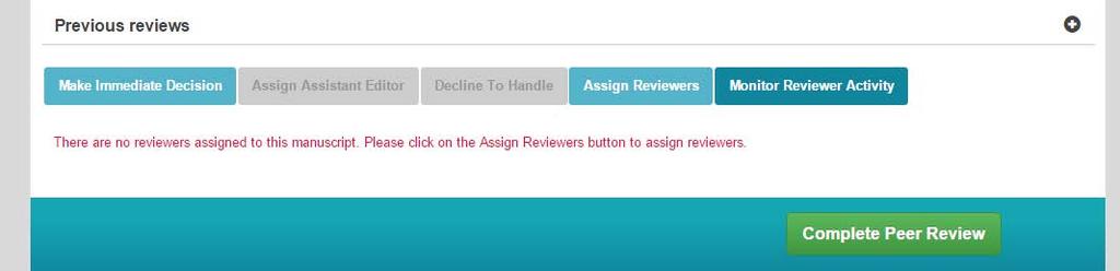 If you choose not so solicit additional reviews and are ready to make a new decision, click on the Peer Review button, Prism will default you to the Assign