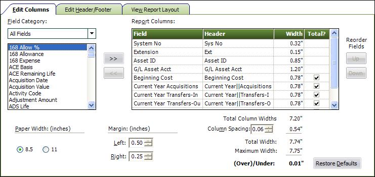 Customizing Standard Reports Customizing a Report 2 Note: This field is unavailable if you access the Report Customization dialog by clicking the Customize Report button on the Report Definition
