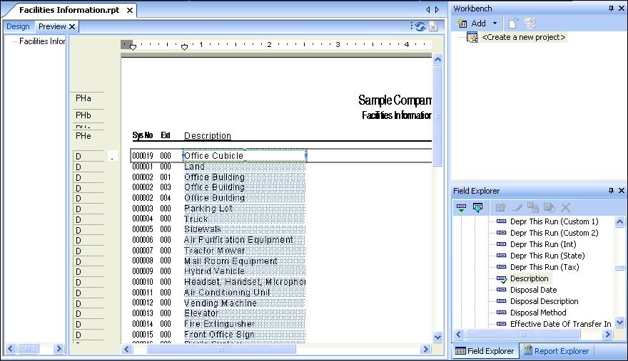 3 Tips for Using Crystal Reports Sorting Fields on a Report For a complete list of views and field names available from Sage Fixed Assets applications, see Appendix A,