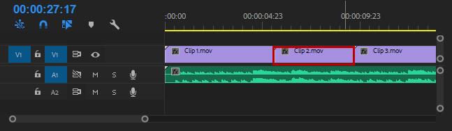 Make an Overwrite Edit 1. Open the clip you wish to insert in the Source Monitor. 2. In the Timeline, move the playhead where you wish to overwrite the clip (See Figure 23). 3.