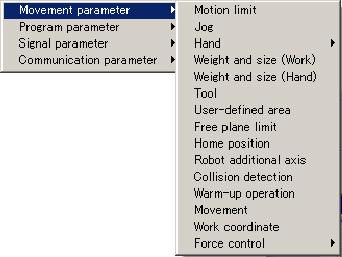 17.4. Parameter menu With this tool, parameter panels grouped as windows for each function are prepared.