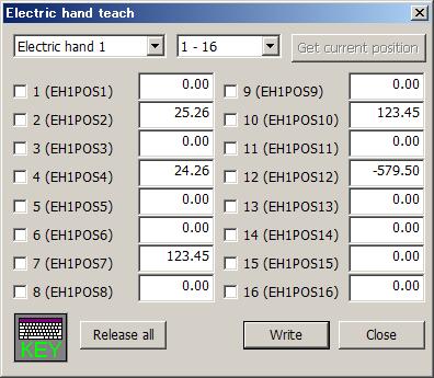 17.4.3.6. Electric hand Selects the type of the electric hand and set the parameters.