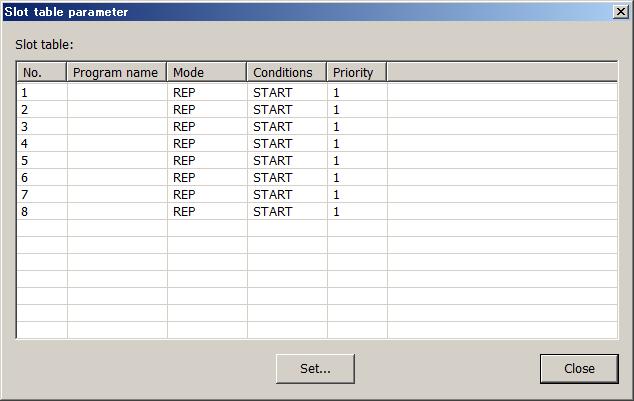 17.4.7. Slot table Set the operating conditions of each task slot during multi-task