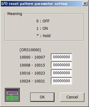 input (OUTRESET). Set a signal number, and then select one from [OFF] / [ON] / [Hold].