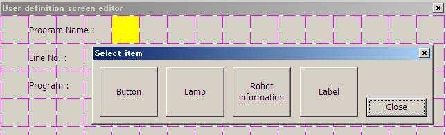 19.1.5.5. Program name The name of program being executed is displayed. (1) Tap the position (block) in which program name is displayed (). Left side of the box is arranged in this position.