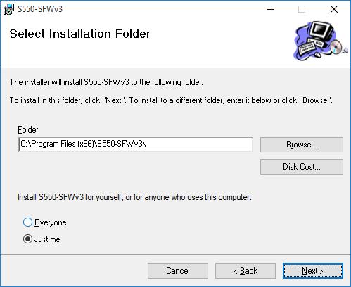 iii) The following dialog will be displayed. Click Next button after selecting folder and install user. If you select Everyone, Start menu is registered for all users.