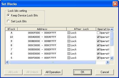 6.2.10. ROM Area Block Information Setting Screen Items Descriptions Selects Keep Device Lock Bits for lock bit processing method. Previous lock status will be maintained.